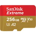 SanDisk Extreme A2 256GB microSDXC UHS-I U3 V30 (Up to 160MB/s Read, 90MB/s Write) Memory Card SDSQXA1