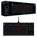 Logitech 920-009239 G Pro X RGB Mechanical Gaming Keyboard with GX-Blue Clicky Switch, Black
