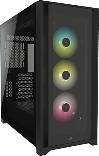 CORSAIR CS-CC-9011212-WW iCUE 5000X RGB Tempered Glass Mid-Tower Case, Black,One Size