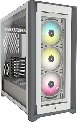 CORSAIR CS-CC-9011213-WW iCUE 5000X RGB Tempered Glass Mid-Tower Case, White,One Size