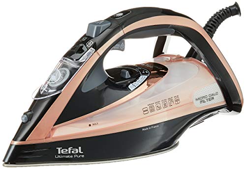 Tefal Ultimate Pure FV9845 - Steam Iron, 3000W, 260g/min Boost Shot, 60g/min Continuous Output, Integrated Anti-Scale Setting, Micro-Calc Filter, Powerful Steam Boost, Blush