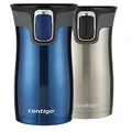 Contigo AUTOSEAL West Loop Vaccuum-Insulated Stainless Steel Travel Mug, Stainless Steel/Monaco Blue, 16 oz, 2-Pack