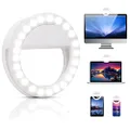 Selfie Ring light, XINBAOHONG Rechargeable Clip-on Selfie Fill light with 48 LED for iPhone/Android Smart phone Photography, Camera Video, Girl Makes up(White)