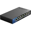 Linksys Business LGS108 8-Port Desktop Gigabit Ethernet Unmanaged Network Switch I Metal Enclosure,Black/Blue