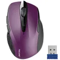 TECKNET Wireless Mouse, 2.4G Ergonomic Optical Mouse, Computer Mouse for Laptop, PC, Computer, Chromebook, Notebook, 6 Buttons, 24 Months Battery Life - Purple