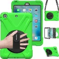 iPad Mini 1 Case iPad Mini 2 Case iPad Mini 3 Case,BRAECN Rotating Kickstand/Hand Grip/Adjustable Shoulder Strap Heavy Duty Rugged Kids Cover Case for iPad Mini 1st/2nd/3rd Gen-Green