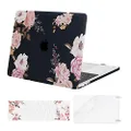 MOSISO MacBook Pro 13 inch Case 2019 2018 2017 2016 Release A2159 A1989 A1706 A1708, Plastic Pattern Hard Case& Keyboard Cover&Screen Protector Compatible with MacBook Pro 13, Peony Black Base
