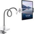 Lamicall Gooseneck Tablet Holder, Tablet Stand : Flexible Arm Clip Tablet Mount Compatible with iPad Mini Pro Air, Kindle, Switch, Galaxy Tabs, More 4.7-10.5" Devices - Gray