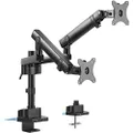 VIVO Premium Aluminum Full Motion Dual Monitor Desk Mount Stand with Lift Engine Arm, Pole Extension, and USB Ports, Fits Ultrawide Screens up to 35 inches, STAND-V102BDU
