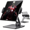 AboveTEK Business Kiosk Aluminum Tablet iPad Stand, 360° Swivel Tablet & Phone Holders for Any 4"-15.6" Display Tablets/Cell Phones/Portable Monitor, Sturdy for Store POS Office (Grey)