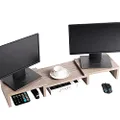 Superjare Monitor Stand Riser, Adjustable Screen Stand for Laptop Computer/TV/PC, Multifunctional Desktop Organizer - Cream Gray