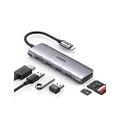 UGREEN Revodok 106 USB C Hub 6 in 1 USB C Dongle 4K HDMI, 3 USB 3.0 Ports, SD/TF Card Reader Compatible with MacBook Pro, MacBook Air, iPad, iPhone 15 Pro/Pro Max. Grey
