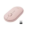 Logitech Pebble Wireless Mouse with Bluetooth or 2.4 GHz Receiver, Silent, Slim Computer Mouse with Quiet Clicks, for Laptop/Notebook/iPad/PC/Mac/Chromebook - Pink Rose