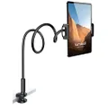 Lamicall Gooseneck Tablet Mount Holder for Bed - Flexible Tablet Arm Clamp for Bed Compatible with Pad Mini 7.9, Air 9.7, Pro 10.5, Switch, Galaxy Tabs, More 4.7-11" Device - Black
