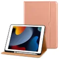 DTTO for iPad 9th/8th/7th Generation 10.2 Inch Case 2021/2020/2019, Premium Leather Business Folio Stand Cover with Apple Pencil Holder - Auto Wake/Sleep and Multiple Viewing Angles, Rose Gold
