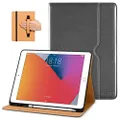 DTTO iPad 9th/8th/7th Generation 10.2 Inch Case 2021/2020/2019, Premium Leather Business Folio Stand Cover with Built-in Apple Pencil Holder - Auto Wake/Sleep and Multiple Viewing Angles, Grey