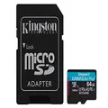 Kingston SDCG3/64GB Canvas Go Plus MicroSD Memory Card with Adapter, 64GB