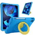 ProCase Kids Case for iPad Air 5/4 (2022 2020)/iPad Pro 11 (2020 2018), Shockproof Rotate Handle Folding Stand Cover Kids Friendly Case for iPad Air 10.9" 4th/5th Gen/iPad Pro 11 -Blue