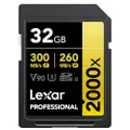 Lexar 32GB Professional 2000x SDHC Memory Card, UHS-II, C10, U3, V90, Full-HD & 8K Video, Up to 300MB/s Read, for DSLR, Cinema-Quality Video Cameras (LSD2000032G-BNNNU)