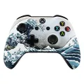 eXtremeRate The Great Wave Patterned Faceplate Front Housing Shell with Soft Touch Grip for Microsoft Xbox One X & One S Controller Model 1708 - Controller NOT Included