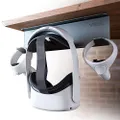 VRGE VR Stand Under Desk Storage Display Hook Organizer - Premium Metal - for Meta Oculus Quest 2, Sony Playstation PS5 VR2, Valve Index and Mixed Reality Headsets