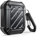 SUPCASE Unicorn Beetle Pro Series Case Designed for Airpods 1 & 2, Full-Body Rugged Protective Case with Carabiner for Apple Airpods 1st & 2nd (Black)