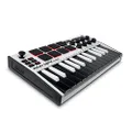 AKAI Professional MPK Mini MK3-25 Key USB MIDI Keyboard Controller With 8 Backlit Drum Pads, 8 Knobs and Music Production Software Included (White)