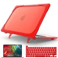 Mektron MacBook Pro 13 inch Case 2020 A2251 A2289, Heavy Duty Slim Hard Shell Dual Layer Protective Cover with Fold Kickstand for Apple MacBook Pro 13 Retina Display fits Touch bar, Red