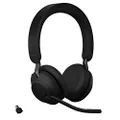 Jabra Evolve2 65 UC Wireless Headphones with Link380c, Stereo, Black – Wireless Bluetooth Headset for Calls and Music, 37 Hours of Battery Life, Passive Noise Cancelling Headphones