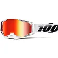 100% Armega Motocross & Mountain Bike Goggles - MX and MTB Racing Protective Eyewear (Lightsaber - Red Mirror Lens)