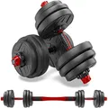 shanchar Adjustable Weights Dumbbells Set，Free Weights Dumbbells Set for Men and Women with Connecting Rod Can Be Used As Barbell for Home Gym Work Out Training 30KG/66Lbs (2Pair)
