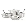 All-Clad 8400001958 D3 7-Piece Stainless Steel Dishwasher Safe Induction Compatible Cookware Set, Tri-Ply Bonded, Silver