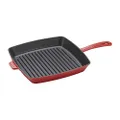 Staub Cast Iron 12-inch Square Grill Pan - Cherry, Made in France