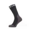 SEALSKINZ Unisex Waterproof Extreme Cold Weather Mid Length Sock, Black/Grey/White, Large