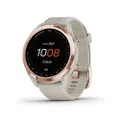 Garmin Approach S42, GPS Golf Smartwatch, Lightweight with 1.2" Touchscreen, 42k+ Preloaded Courses, Rose Gold Ceramic Bezel and Tan Silicone Band, 010-02572-12