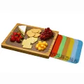 Seville Classics Easy-to-Clean Bamboo Cutting Board and 7 Color-Coded Flexible Cutting Mats with Food Icons Set (BMB17024)
