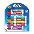 EXPO Low-Odor Dry Erase Markers, Chisel Tip, Assorted Colors, 12-Count
