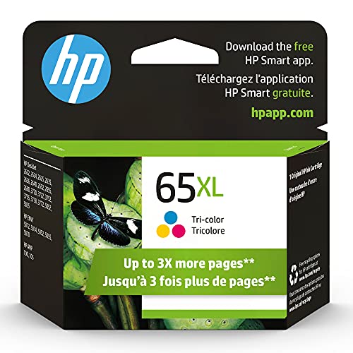 HP 65XL Ink Cartridge | Works With Deskjet 2600, 3700, ENVY 5000, AMP 100, 120, 125, 130 | Tri-Color | N9K03AN