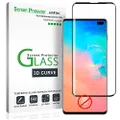amFilm Glass Screen Protector for Galaxy S10 Plus, Not Compatible with The Fingerprint Scanner, Tempered Glass, Dot Matrix with Easy Installation Tray