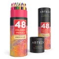 Arteza Colored Pencils, 48 Colors, Soft, Highly-Pigmented, Wax-Based Core Pencil Crayons, Art Supplies For Adults & Teens