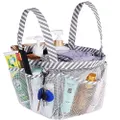 Haundry Mesh Shower Caddy Tote, White College Dorm Bathroom Tote with 8 Pockets, Portable Shower Basket for Camp Gym