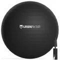 URBNFit Exercise Ball (65 cm) for Stability & Yoga - Workout Guide Incuded - Professional Quality (Black)
