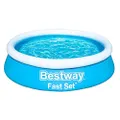Bestway Fast Set 6 Foot x 20 Inch Round Inflatable Above Ground Outdoor Swimming Pool with 248 Water Capacity and Repair Patch, Blue (Pool Only)