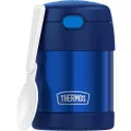THERMOS FUNTAINER 10 Ounce Stainless Steel Vacuum Insulated Kids Food Jar with Folding Spoon, Navy