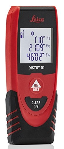 Leica DISTO D1 130ft Laser Distance Measure with Bluetooth 4.0, Black/Red