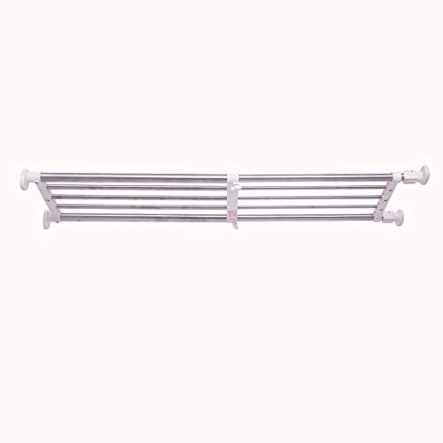 Hershii Closet Tension Shelf & Rod Expandable Metal Storage Rack Adjustable Organizer DIY Divider Separator for Cabinet Wardrobe Cupboard (60-100cm/23.62-39.37inches, Ivory)
