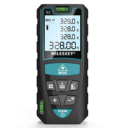 Laser Measure 50M/165ft,RockSeed Digital Laser Distance Meter with 2 Bubble Levels,Portable M/in/Ft Unit Switching Backlit LCD and Measuring Distance/Area/Volume/Pythagorean