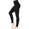 Sunzel Yoga Pants for Women with Pockets High Waist Workout Running Leggings Tummy Control 4-Way Stretch Black/Red