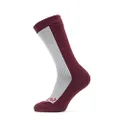 SEALSKINZ Unisex Waterproof Cold Weather Mid Length Sock, Grey/Red, Medium