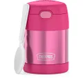 THERMOS FUNTAINER 10 Ounce Stainless Steel Vacuum Insulated Kids Food Jar with Folding Spoon, Pink